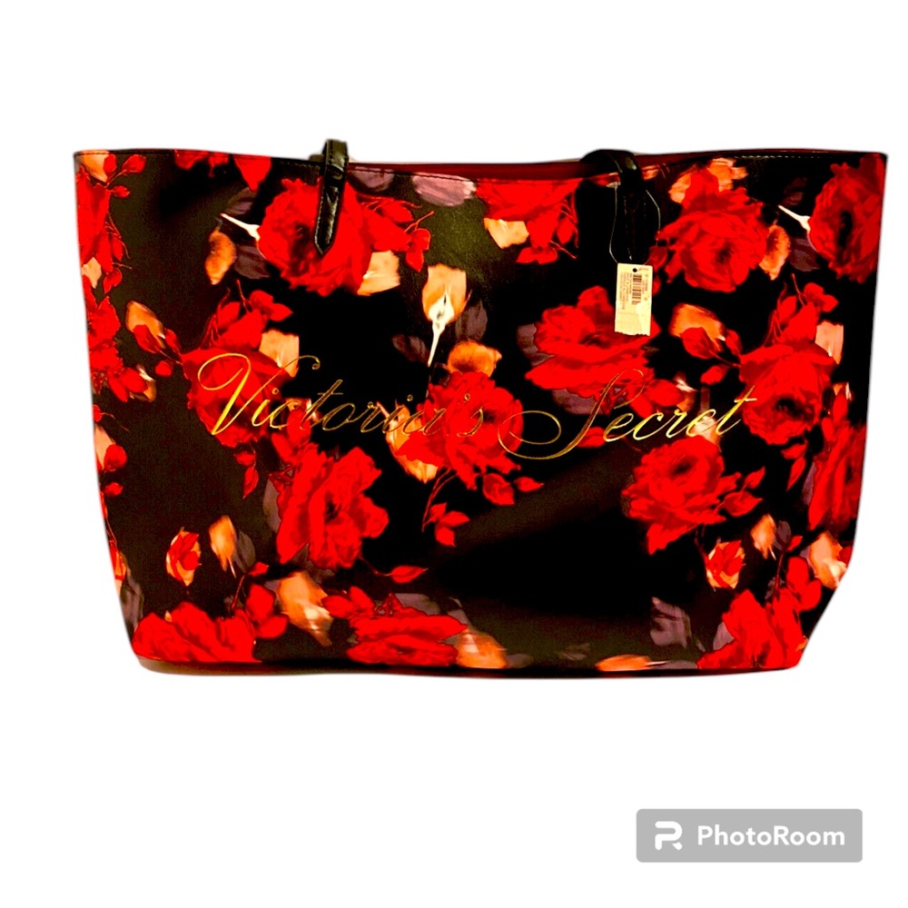 NWT Victoria's Secret Red Floral Tote Bag